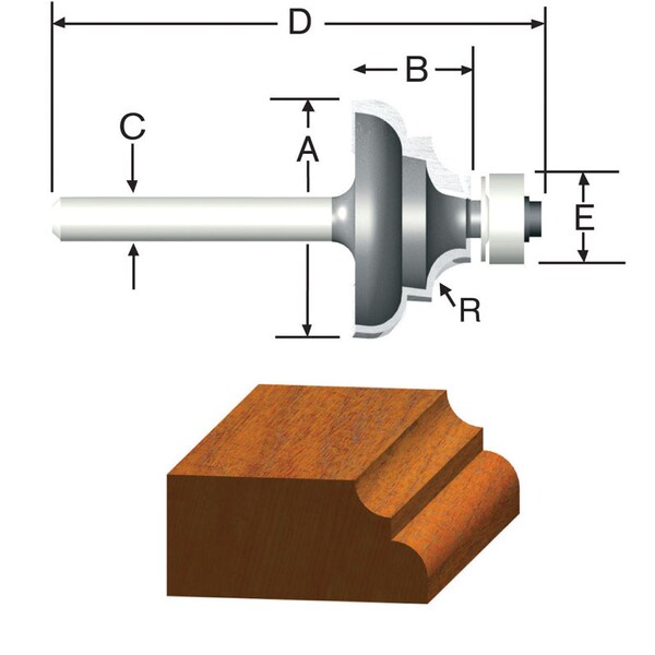 Vermont American 1-1/4 in. D X 3/16 in. X 2-1/4 in. L Carbide Tipped Cove & Bead Router Bit 23152 - main